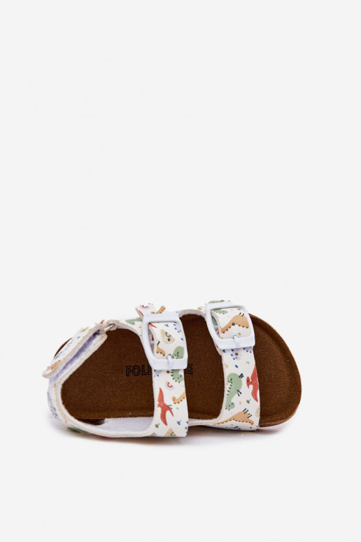 Children's sandals on cork sole with buckles dinosaurs multicolor Thessa Children's sandals on cork sole with buckles dinosaurs multicolor Thessa