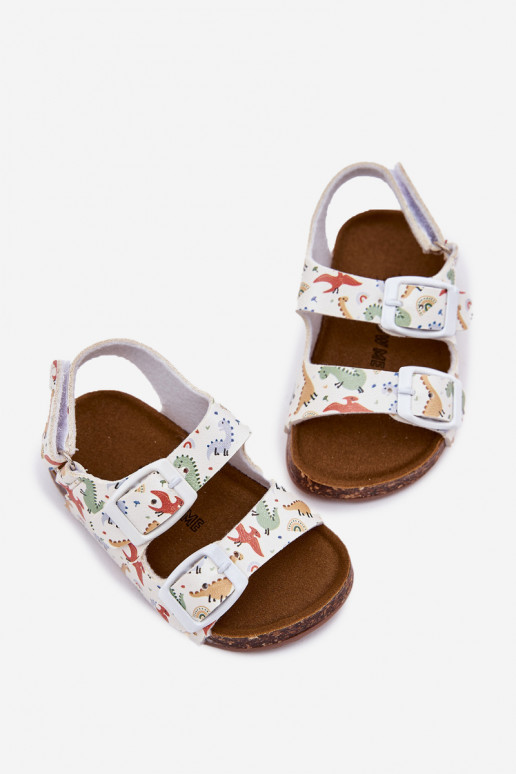 Children's sandals on cork sole with buckles dinosaurs multicolor Thessa Children's sandals on cork sole with buckles dinosaurs multicolor Thessa