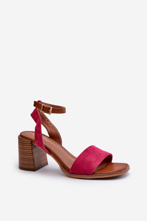 Women's High Heel Sandals in Fuchsia Eco-Suede Ronvia