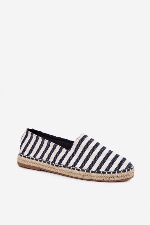 Men's Fabric Espadrilles With Stripes Dark Blue Kerenz