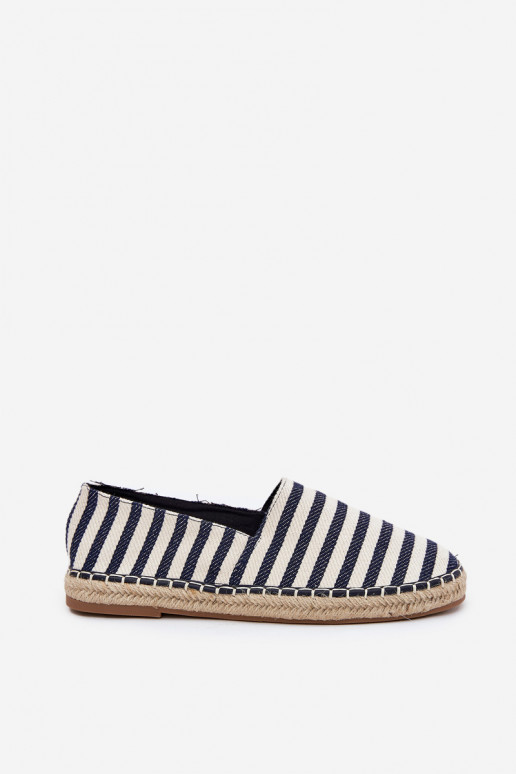 Men's Fabric Espadrilles With Stripes Dark Blue Kerenz