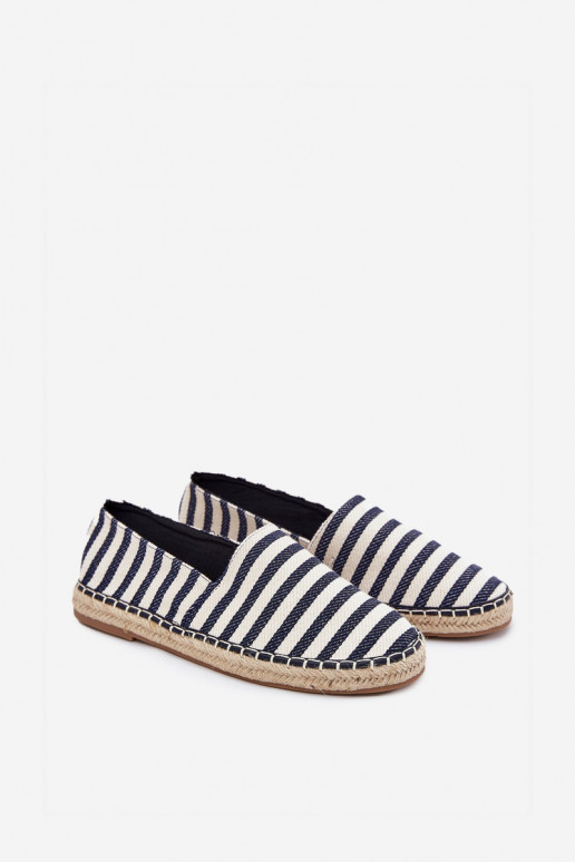 Men's Fabric Espadrilles With Stripes Dark Blue Kerenz