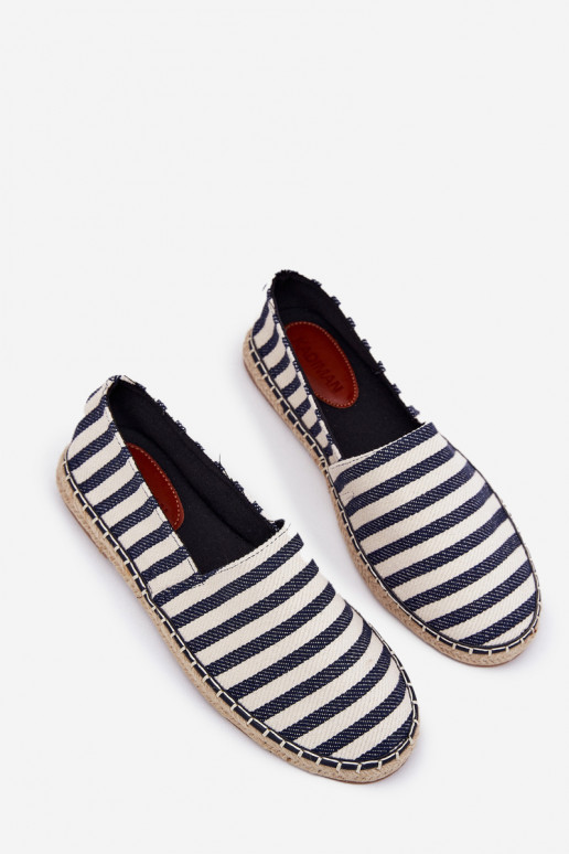 Men's Fabric Espadrilles With Stripes Dark Blue Kerenz