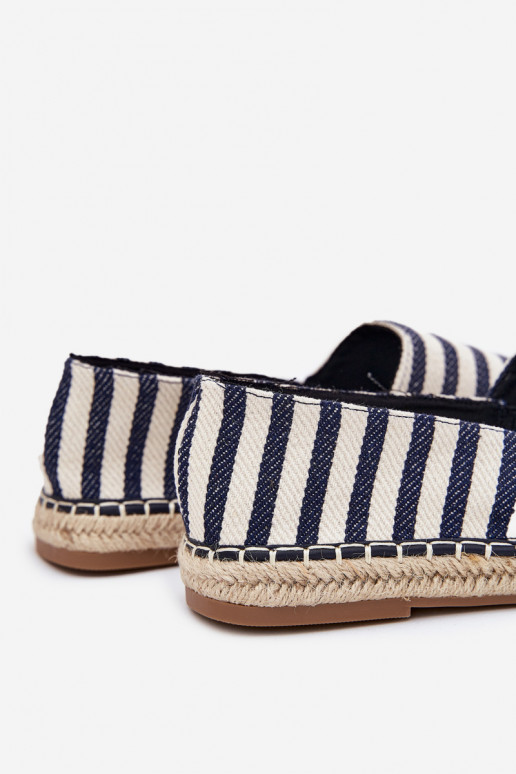 Men's Fabric Espadrilles With Stripes Dark Blue Kerenz