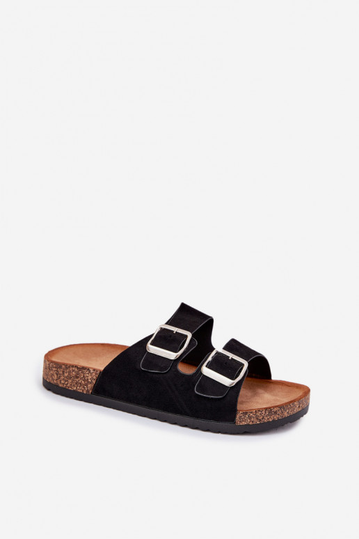 Women's sandals on cork platform with buckles black Livara Women's sandals on cork platform with buckles black Livara