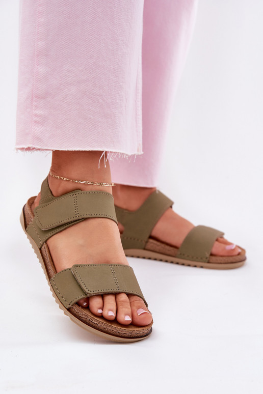 Leather Women's Sandals Inblu AA0001KU Green Leather Women's Sandals Inblu AA0001KU Green