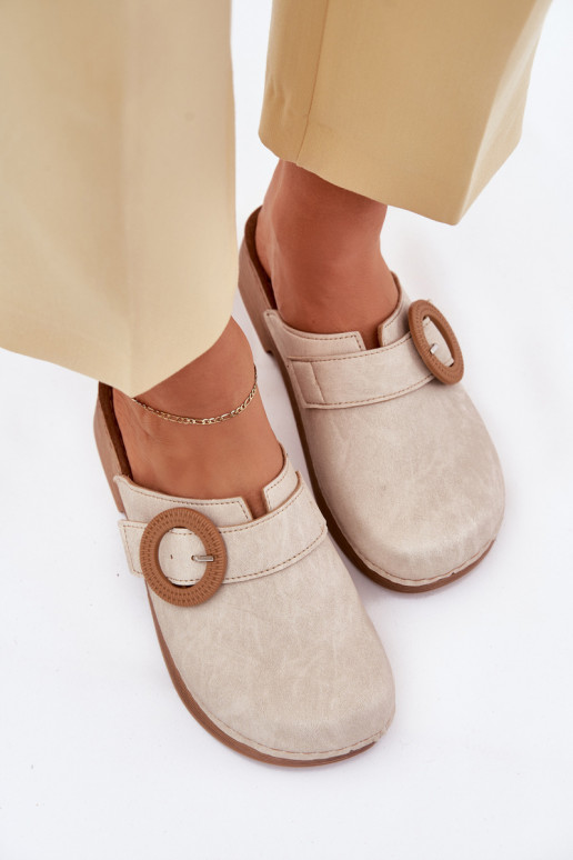 Women's Slippers With Buckle Inblu Beige TF000001 Women's Slippers With Buckle Inblu Beige TF000001