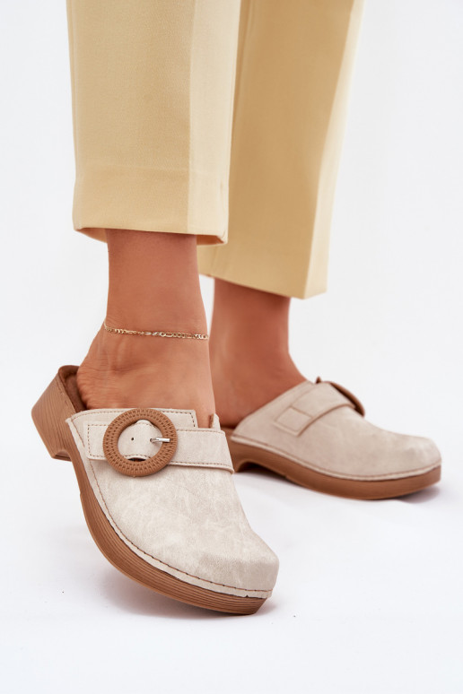 Women's Slippers With Buckle Inblu Beige TF000001 Women's Slippers With Buckle Inblu Beige TF000001