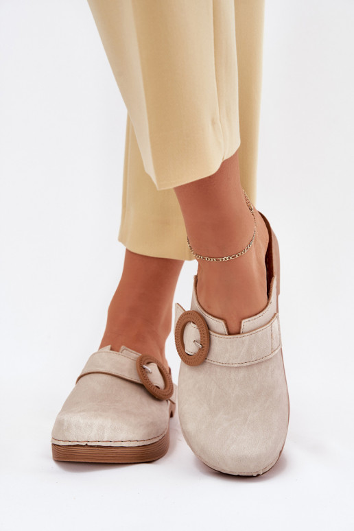 Women's Slippers With Buckle Inblu Beige TF000001 Women's Slippers With Buckle Inblu Beige TF000001