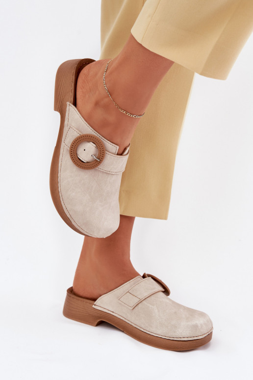 Women's Slippers With Buckle Inblu Beige TF000001 Women's Slippers With Buckle Inblu Beige TF000001