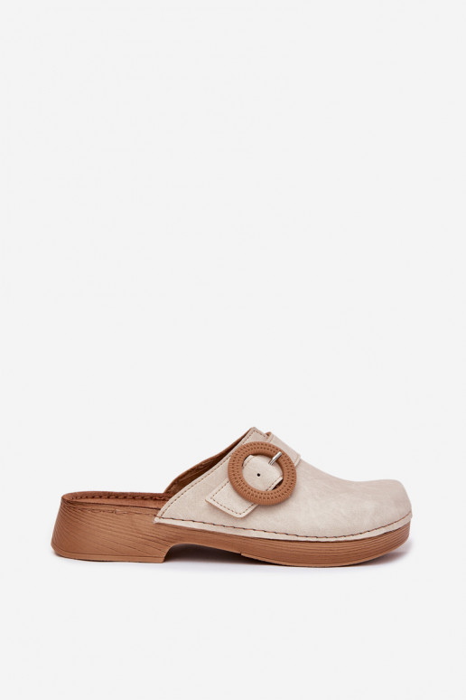 Women's Slippers With Buckle Inblu Beige TF000001 Women's Slippers With Buckle Inblu Beige TF000001