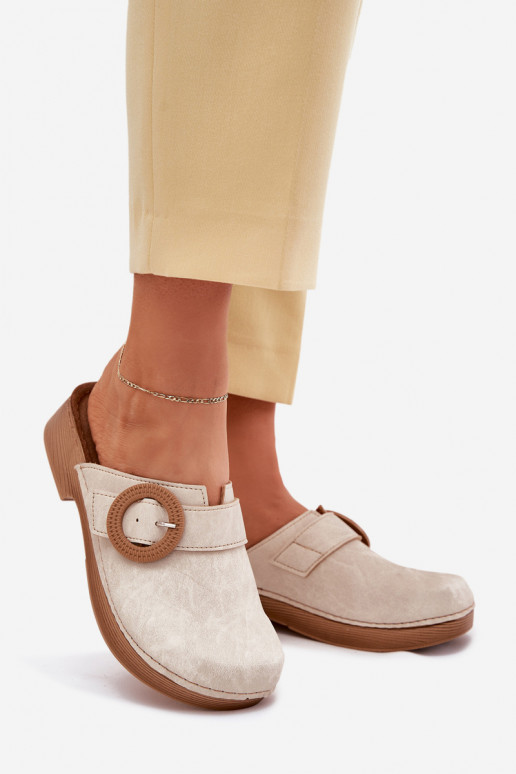 Women's Slippers With Buckle Inblu Beige TF000001 Women's Slippers With Buckle Inblu Beige TF000001