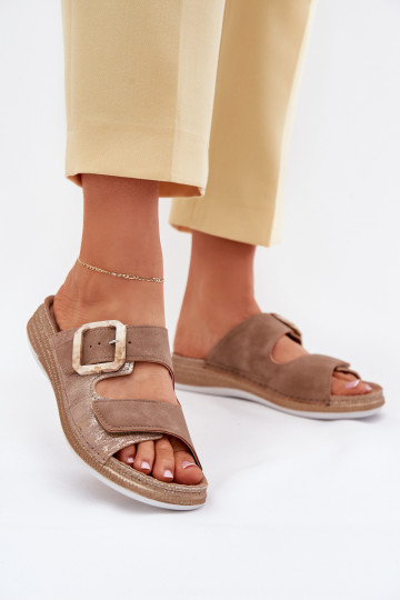 Womens Sandals With Buckle And Velcro Brown INBLU MK000013