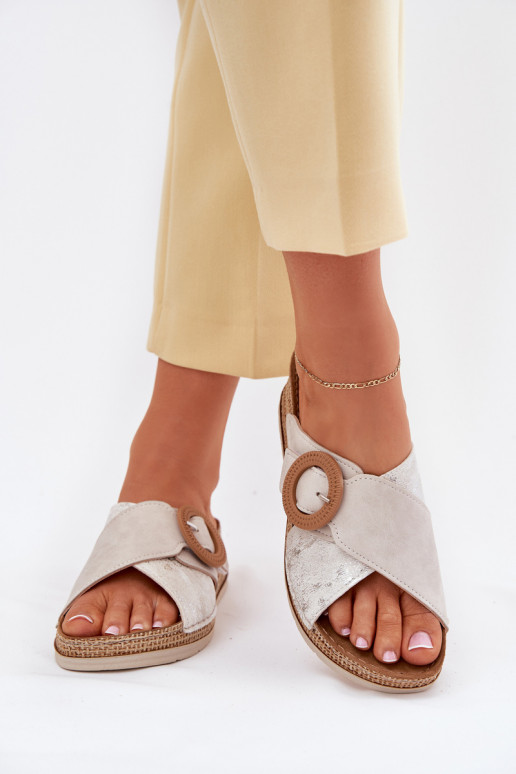 Wedge Sandals For Women With Decorative Buckle Light Beige Inblu RV000012 Wedge Sandals For Women With Decorative Buckle Light Beige Inblu RV000012