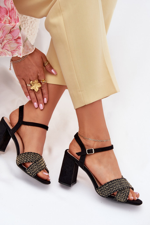 Women's Heeled Sandals Black Almera Women's Heeled Sandals Black Almera