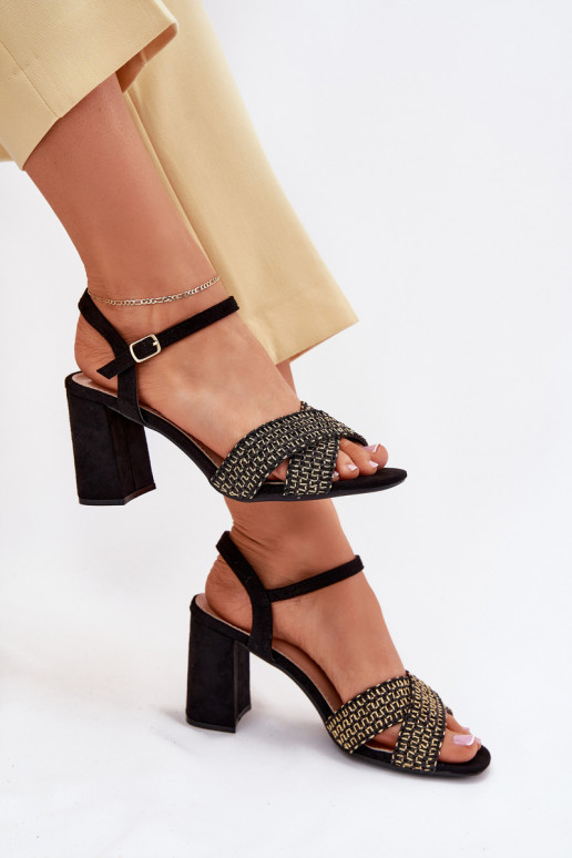 Women's Heeled Sandals Black Almera Women's Heeled Sandals Black Almera