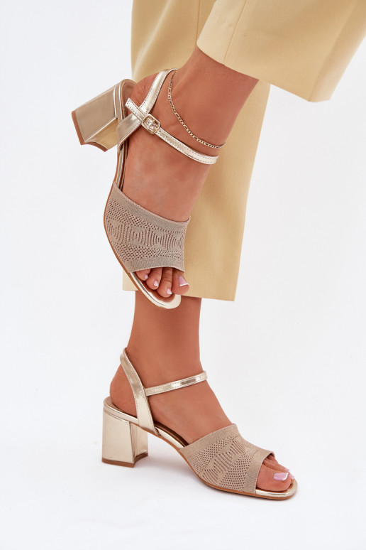 Women's Sandals With Block Heel Gold Sarena