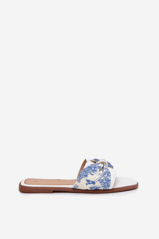 Women's Flat Sandals With Bow White Avenza