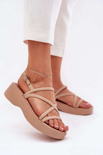 Women's Platform Sandals With Straps Beige Civara 2
