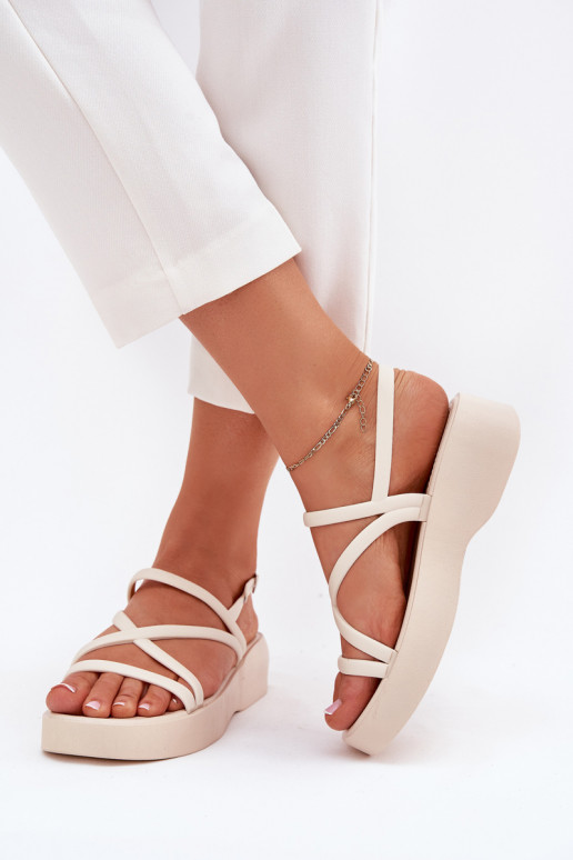 Women's Platform Sandals With Straps Light Beige Civara