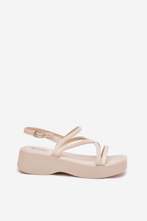 Women's Platform Sandals With Straps Light Beige Civara