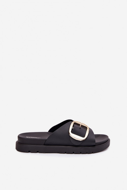 Ladies Platform Sandals With Gold Buckle Black Jovira Ladies Platform Sandals With Gold Buckle Black Jovira