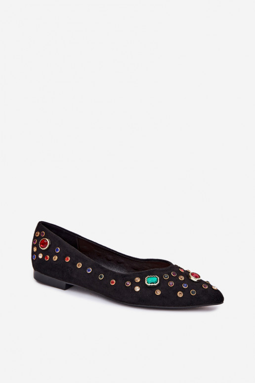 Women's Ballerinas Decorated With Crystals Black Valena