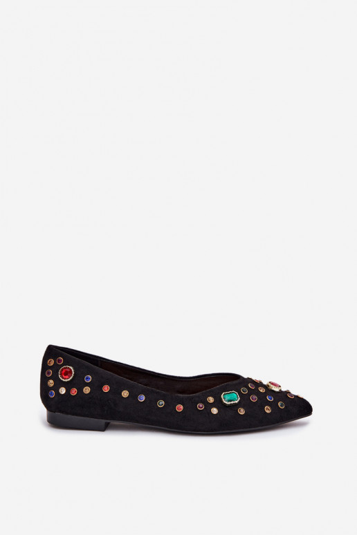 Women's Ballerinas Decorated With Crystals Black Valena