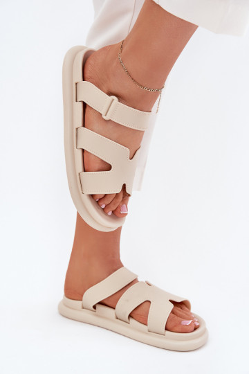 Women's Rubber Slippers With Strap Beige Tavirae