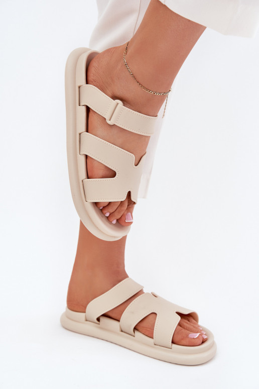 Women's Rubber Slippers With Strap Beige Tavirae