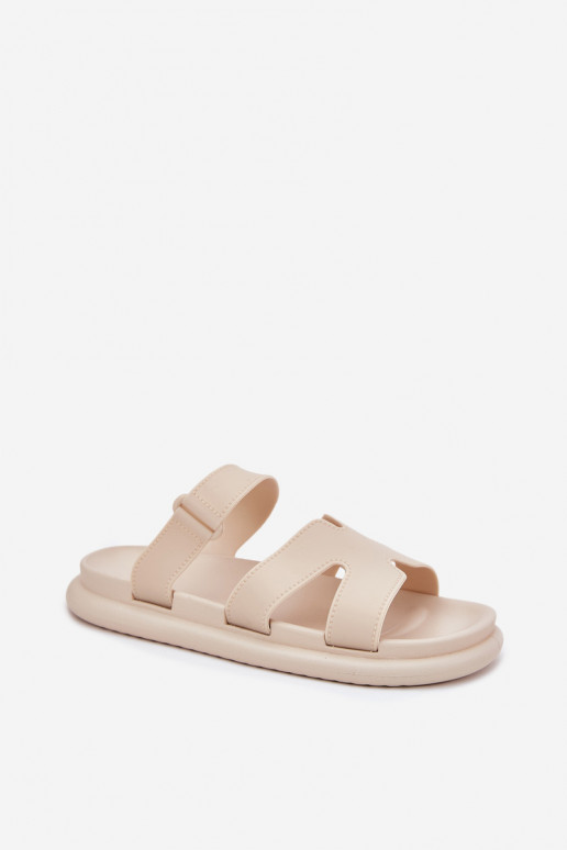 Women's Rubber Slippers With Strap Beige Tavirae