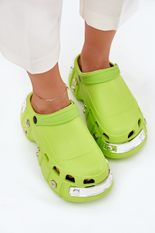 Women's sandals on a massive platform lime green Korina