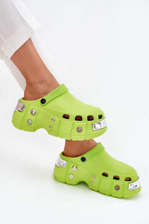 Women's sandals on a massive platform lime green Korina