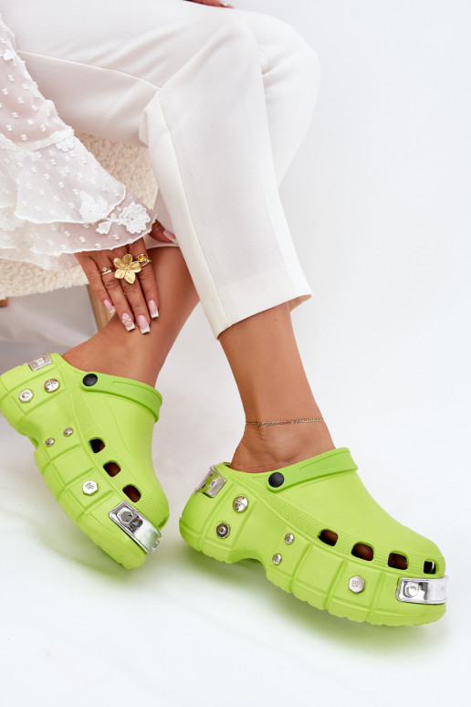 Women's sandals on a massive platform lime green Korina