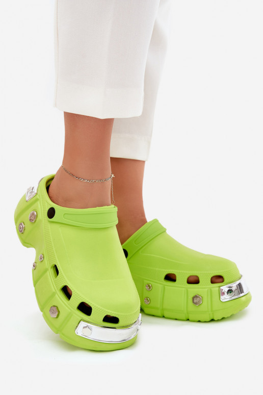 Women's sandals on a massive platform lime green Korina