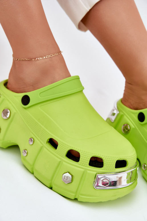 Women's sandals on a massive platform lime green Korina