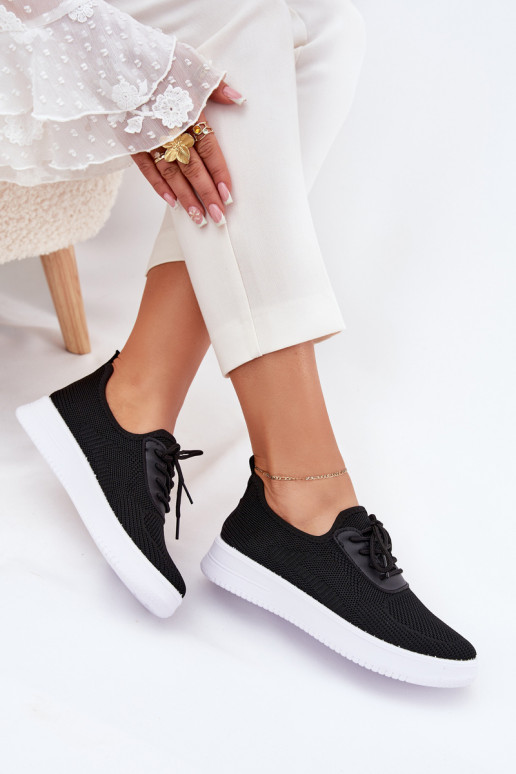 Fabric Slip-On Sports Shoes On Platform Women's Black Kalyra