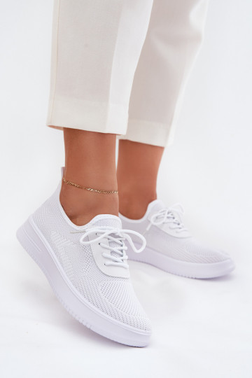Women White Fabric Slip-On Sports Shoes on Platform Kalyra 2