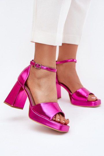 Lacquered Women's Sandals On Heels Fuchsia Marila 2