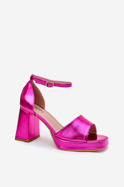 Lacquered Women's Sandals On Heels Fuchsia Marila Lacquered Women's Sandals On Heels Fuchsia Marila