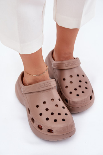 Women's Foam Sandals On Massive Sole Big Star RR274A121 Dark Beige