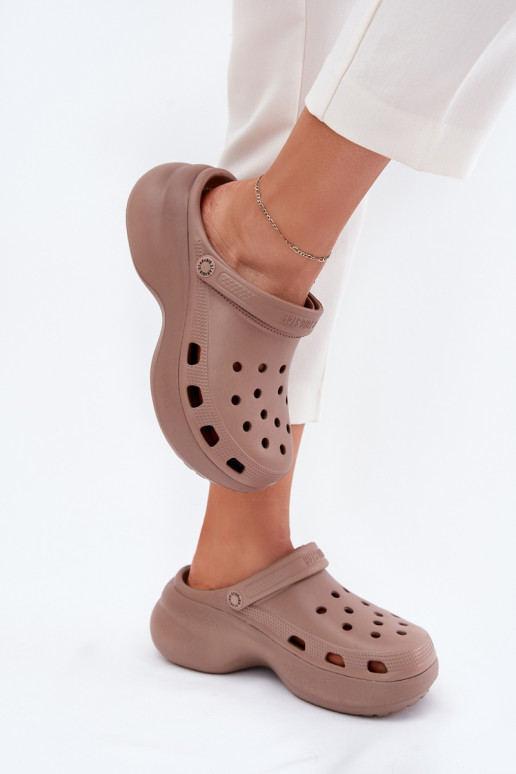 Women's Foam Sandals On Massive Sole Big Star RR274A121 Dark Beige