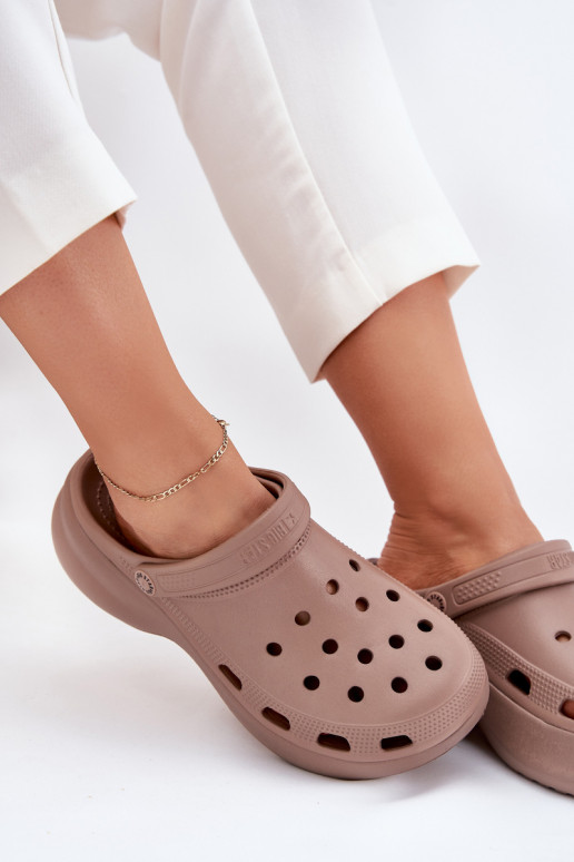 Women's Foam Sandals On Massive Sole Big Star RR274A121 Dark Beige