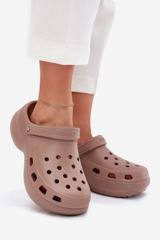 Women's Foam Sandals On Massive Sole Big Star RR274A121 Dark Beige