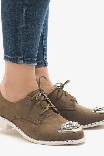 Zielone półbuty wsuwane z...