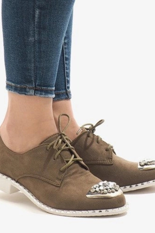 Zielone półbuty wsuwane z cekinami L155