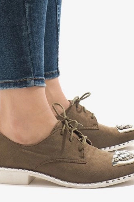 Zielone półbuty wsuwane z cekinami L155