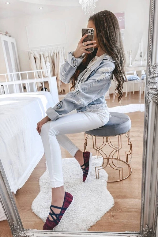 Różowe baleriny materiałowe Janae