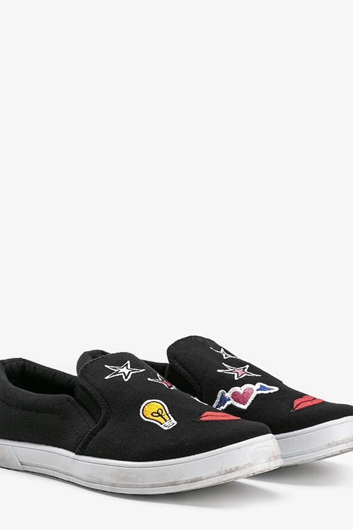 Czarne tenisówki materiałowe z...