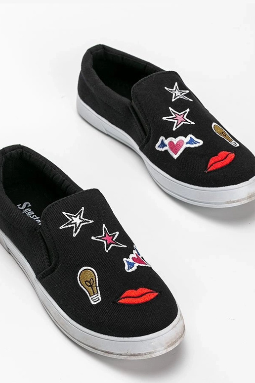 Czarne tenisówki materiałowe z...